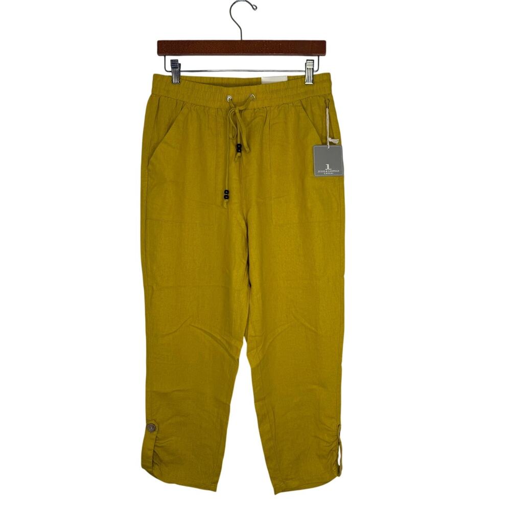 NWT Jules & Leopold Casual Yellow Linen Blend Drawstring Crop Pants W Size M